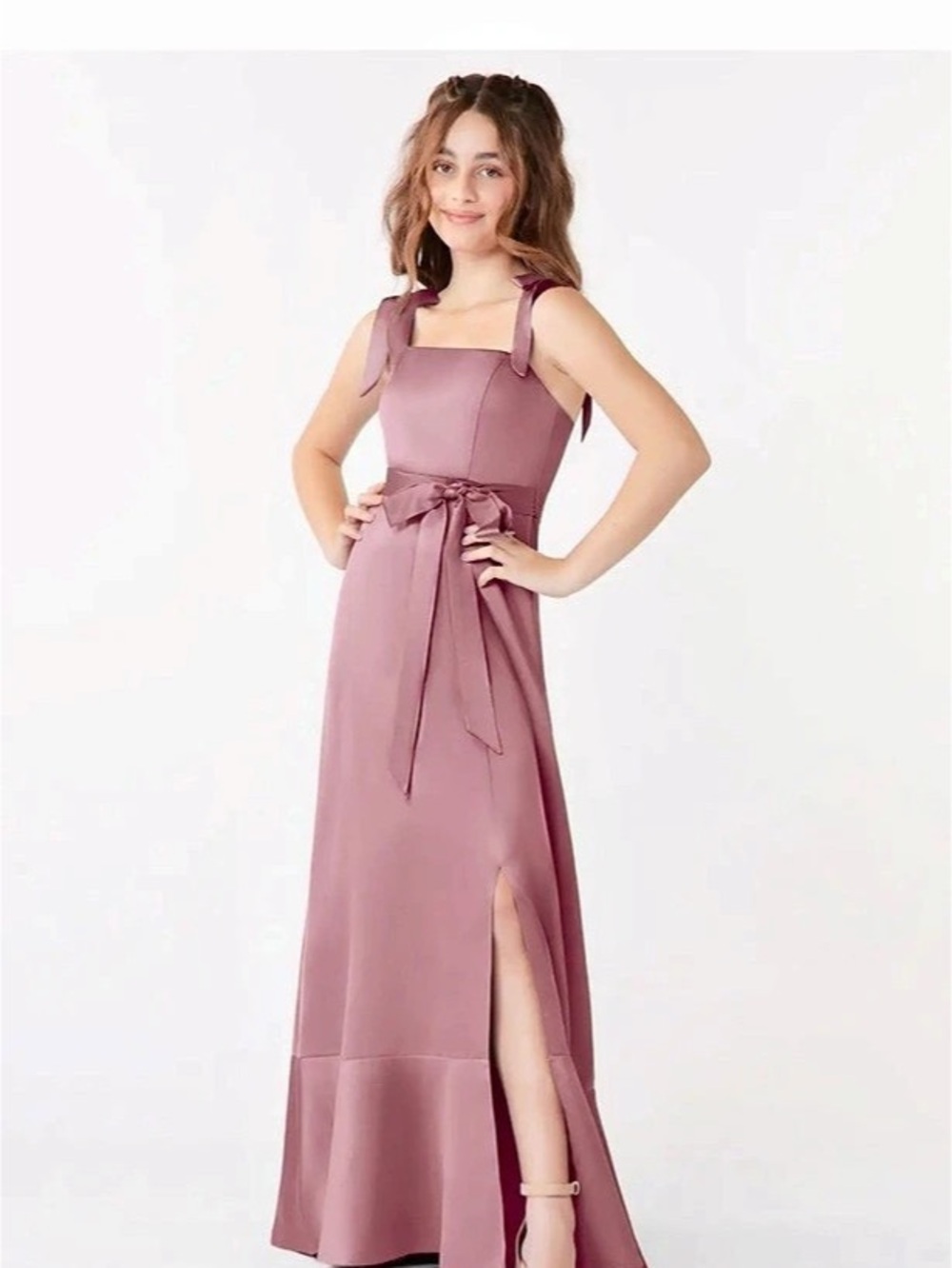 Azazie Barbara Junior Maxi Dress in Pink Custom Size Like New